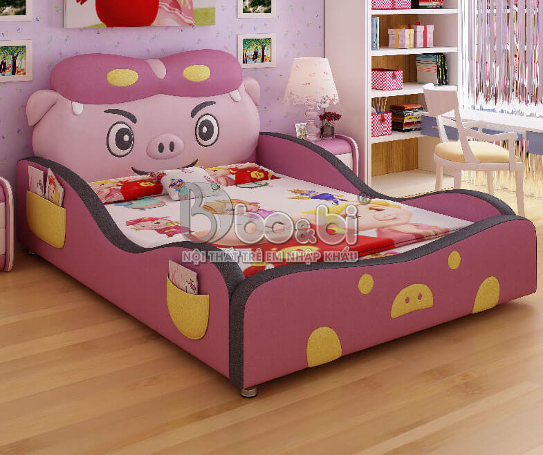 Giường ngủ trẻ em bọc da cute pig BB BABY22-1